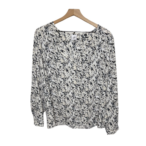 CABI STYLE 3094 Women's L Shatter Long Sleeve Blouse Popover Top Neutral Career - Picture 1 of 13